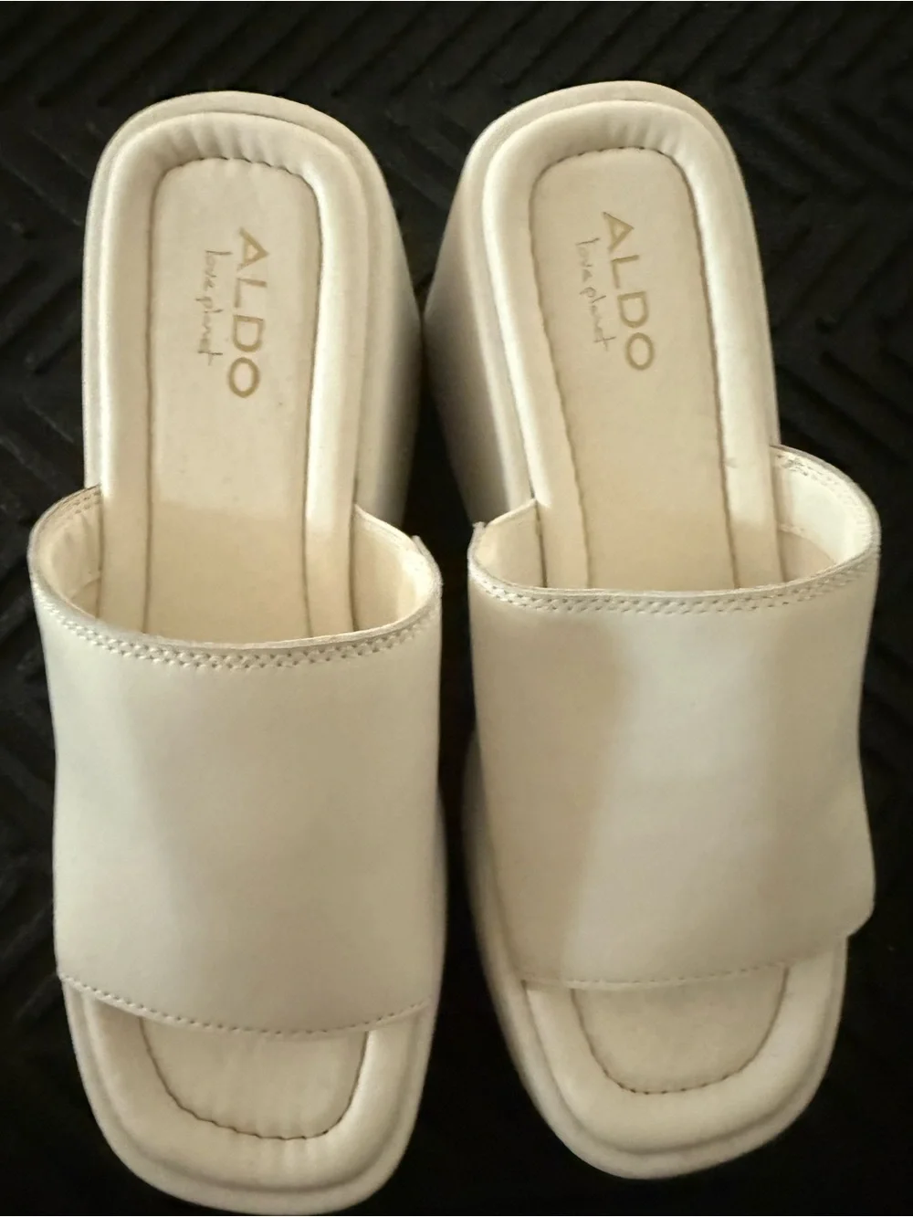 ALDO Cream Leather Slide Mules